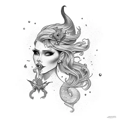 mermaid evil sexy tattoo design idea