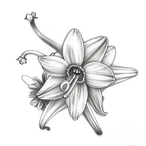 daffodil, daisy, Lily of the valley  tattoo design idea