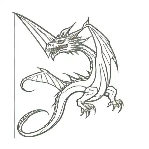dragon facing front flying with wings spread wide open tattoo design idea