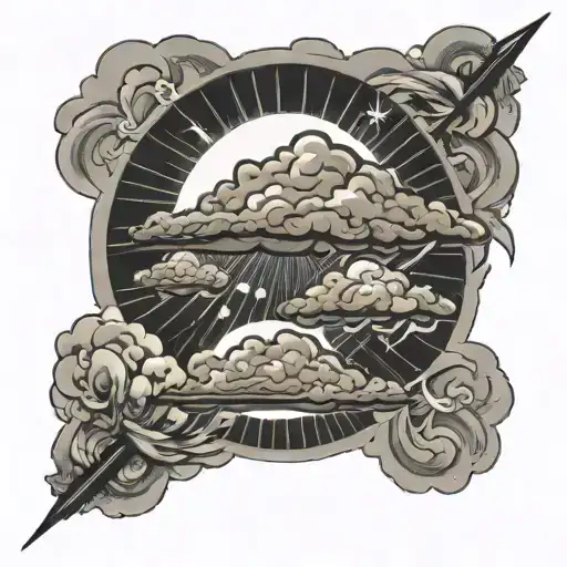 sun behind thunderstorm tattoo design idea