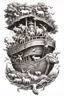noahs ark with animals leaving the boat up the tattoo tattoo design idea