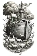 noahs ark with animals leaving the boat up the tattoo tattoo design idea
