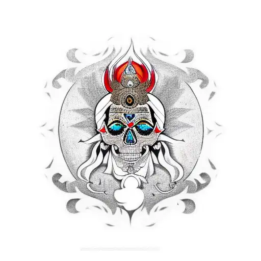 skull of lord shiva in arabic calligraphy style tattoo design idea