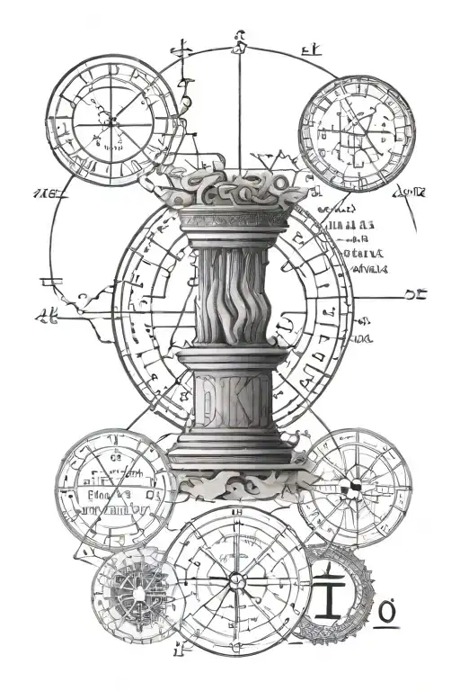 greek symbols with math formulas tattoo design idea