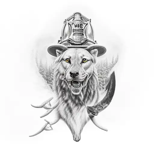 hunting scene with firefighter reference tattoo design idea