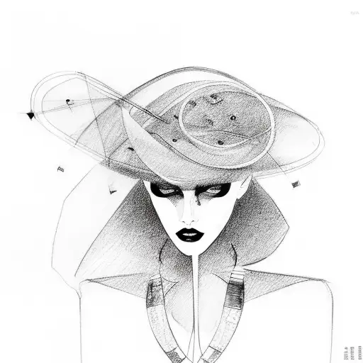 A fashion runway model showcasing elegant and avant-garde outfits tattoo design idea