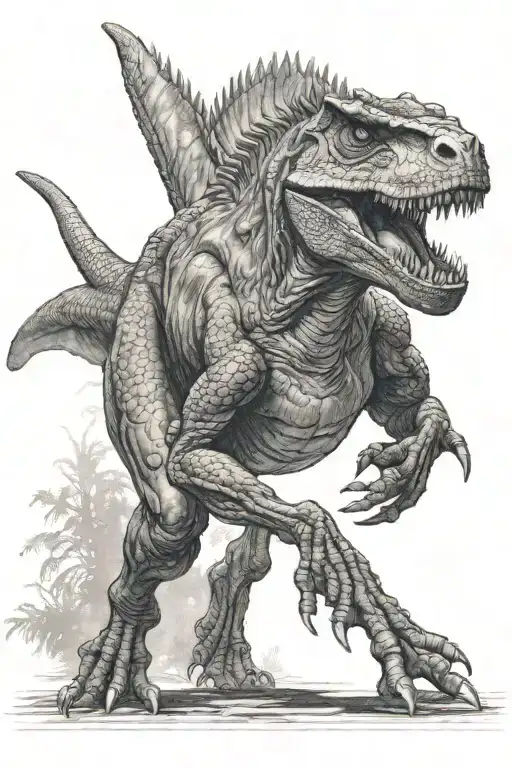 running trex tattoo design idea