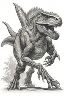 running trex tattoo design idea
