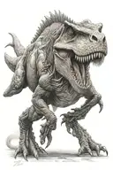 running trex tattoo design idea