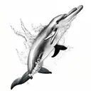 A dolphin leaping over a speeding motorcycle tattoo design idea