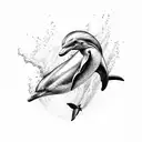 A dolphin leaping over a speeding motorcycle tattoo design idea