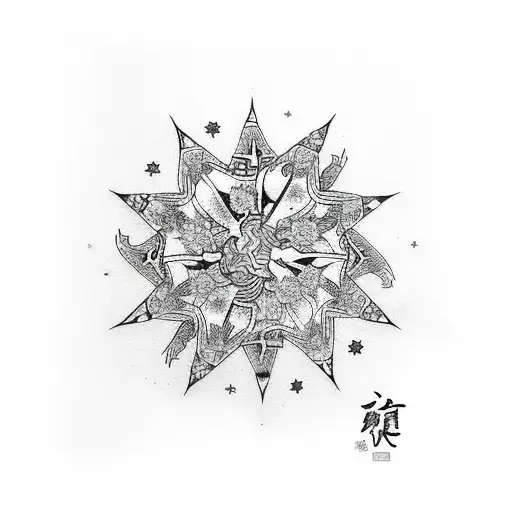 star and umbrella mix tattoo design idea