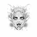 ahegao face tattoo design idea