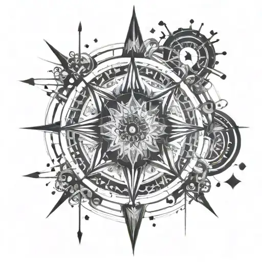 firework marriage compass solitaire eyes looking  tattoo design idea