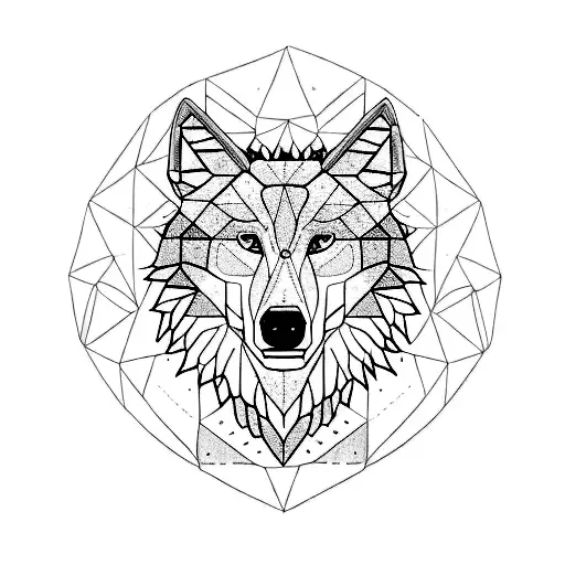 a head of half bear on the left and half wolf on the right tattoo design idea