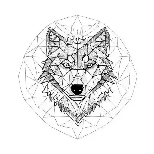 a head of half bear on the left and half wolf on the right tattoo design idea