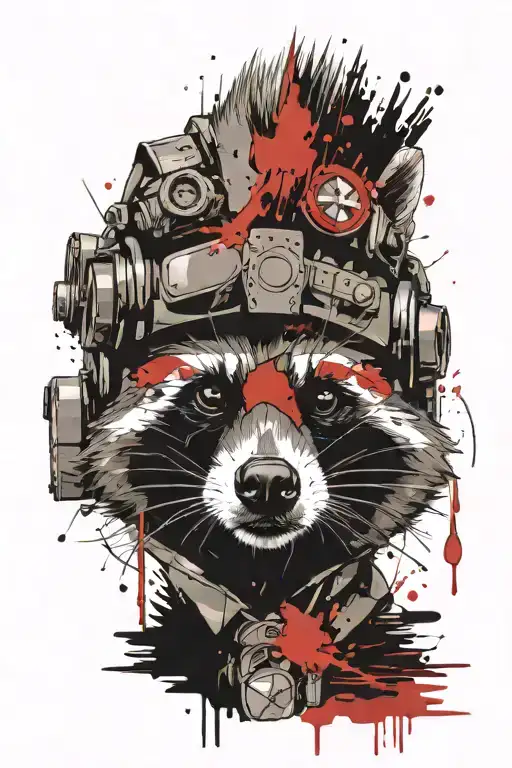 raccoon in a tactical military helmet tattoo design idea