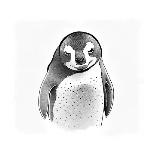 penguin and seal animals minimalist tattoo design idea