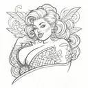chubby pin up girl tattoo design idea