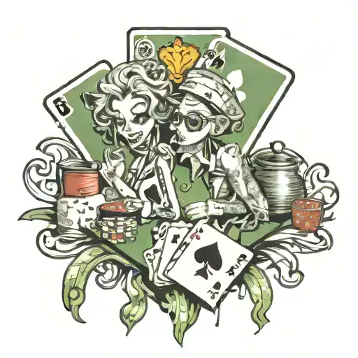 poker gambling cartoon tattoo design idea