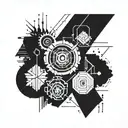 create a tattoo that represents your love for techno music, placing acidic and distorted elements in addition to subtle details tattoo design idea