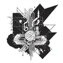 create a tattoo that represents your love for techno music, placing acidic and distorted elements in addition to subtle details tattoo design idea