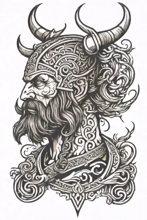 viking heads tattoo design idea