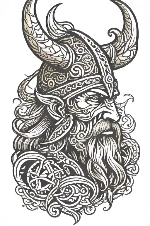viking head tattoo design idea