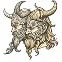 viking heads wrapped tattoo design idea