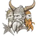 viking heads wrapped tattoo design idea
