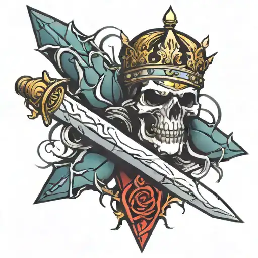 sword wrapped with a crown of thorns tattoo design idea
