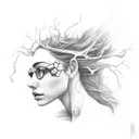 fragile woman hit by lightning, perseverance tattoo design idea