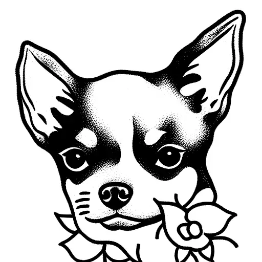 Chihuahua covered in flowers tattoo design idea