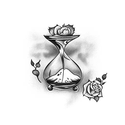 hourglass with bleeding heart flower tattoo design idea
