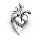 bleeding heart flower daggar tattoo design idea