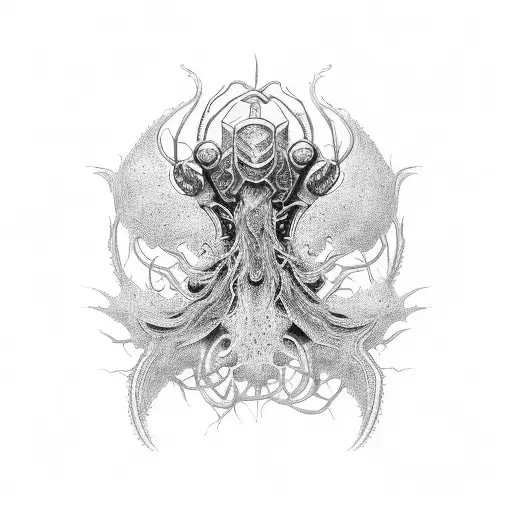 filigree bio mech tattoo design idea