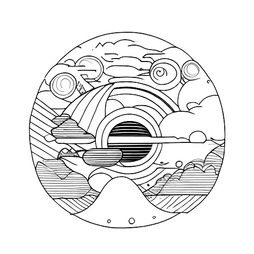 sunrise over maintains  tattoo design idea