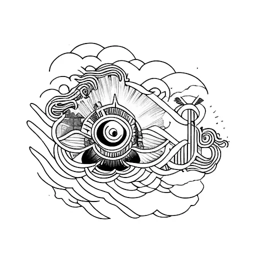 sunrise over maintains minimalist  tattoo design idea