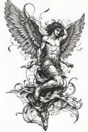 icarus angel falling with feathers tattoo design idea