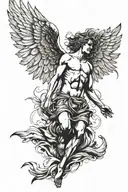 icarus angel falling with feathers tattoo design idea