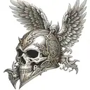 saint michaels arc angel sword shield helmet lucifer  tattoo design idea