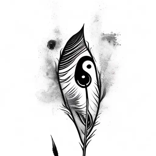 fierce black feather tattoo design idea