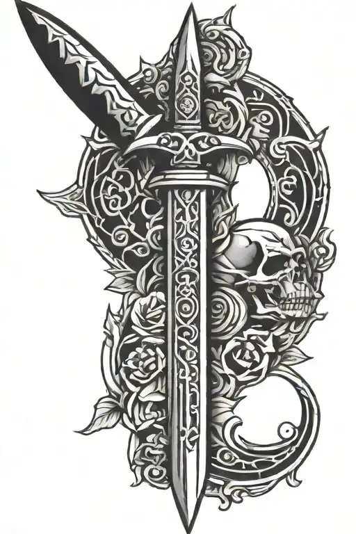 gothic dagger tattoo design idea