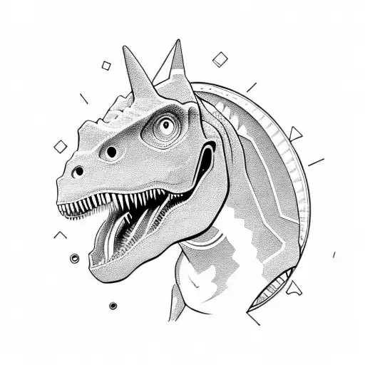 dinosaur cute cyberpunk tattoo design idea