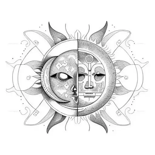 Geometric Moon Tattoo Design - Tattapic®