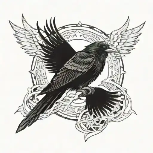 A fusion tattoo design combining Itachi's raven and viking raven tattoo design idea