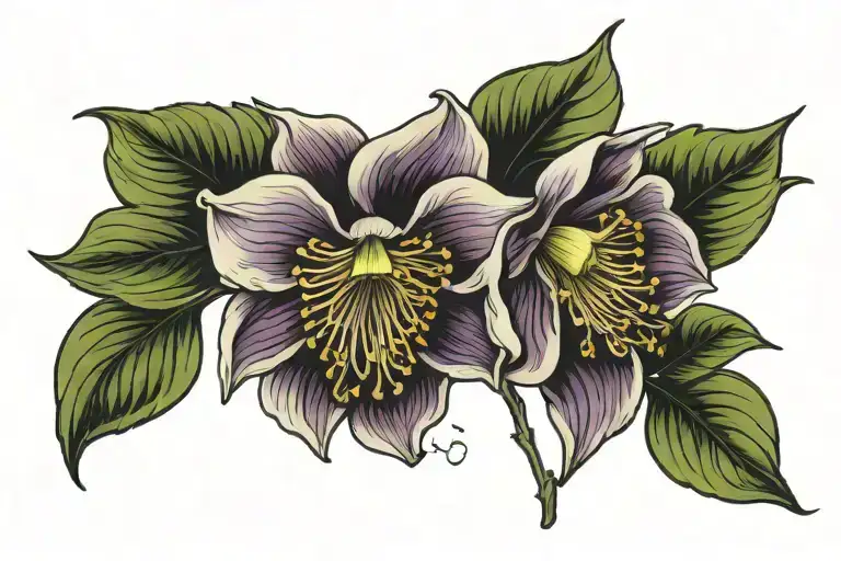 hellebore with words tattoo design idea