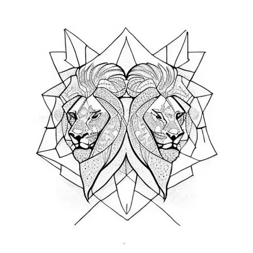 lion and lamb tattoo design idea