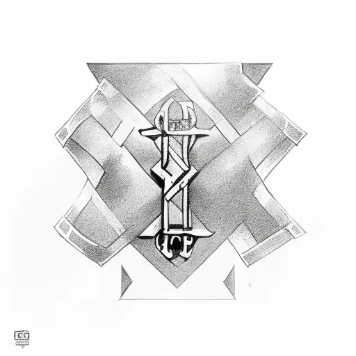 basque cross with two hidden texts "007" and "GOG" tattoo design idea