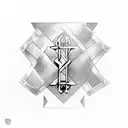 basque cross with two hidden texts "007" and "GOG" tattoo design idea